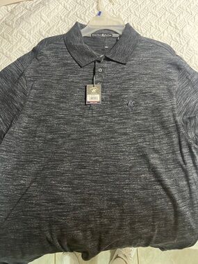 Beverly Hills Polo Club Men's Heathered Charcoal Polo - Dark Gray